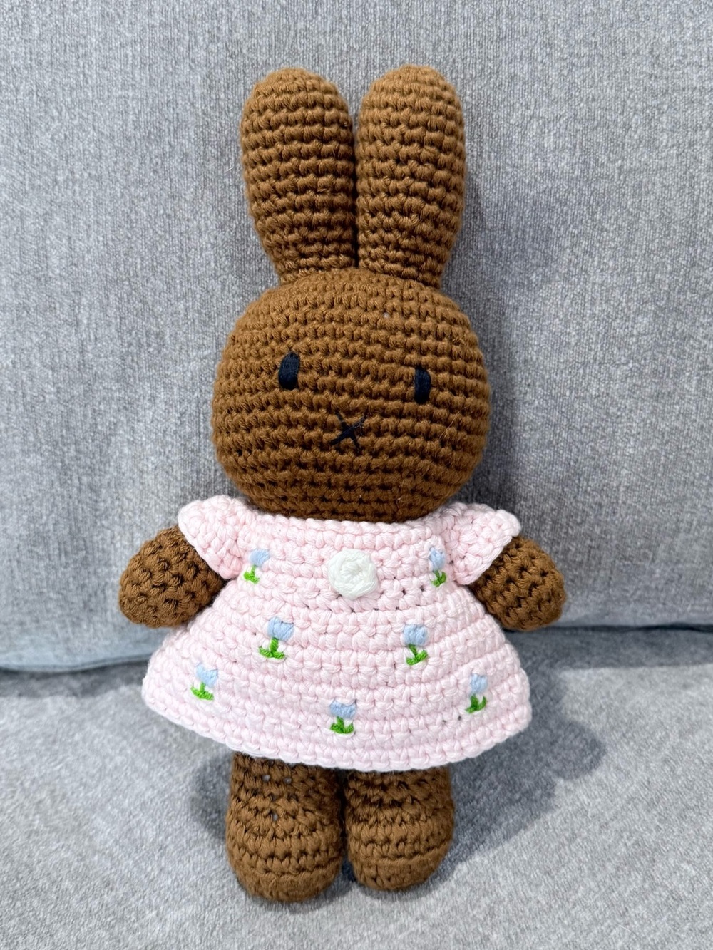 Just Dutch Melanie Brown Crochet Bunny Miffy Pink Dress — Discontinued RARE